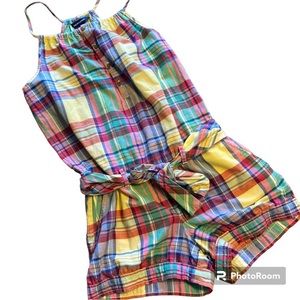 Ralph Lauren Girl’s Madras Plaid Romper Size 16